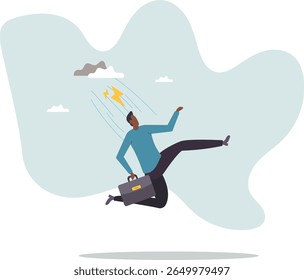 Runaway from crisis, catastrophe misfortune situation, escape from disaster,people concept.