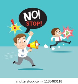 Runaway debtor try to be freedom, illustration vector cartoon