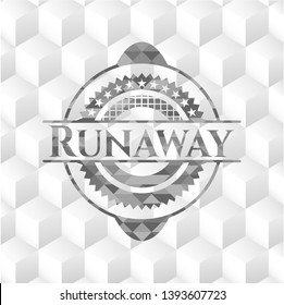 Runaway grey emblem with cube white background