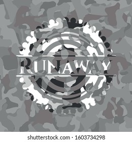 Runaway on grey camo pattern