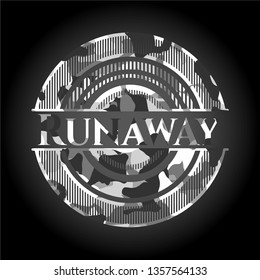 Runaway on grey camouflaged pattern
