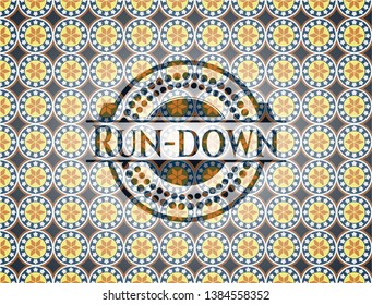 Run-down arabic emblem background. Arabesque decoration.