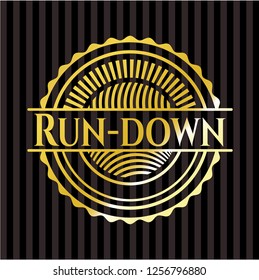 Run-down golden emblem or badge