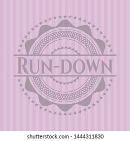 Run-down pink emblem. Vector Illustration. Detailed.