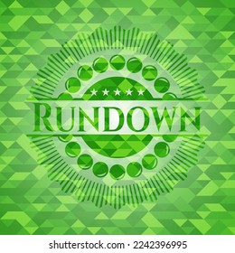 Rundown realistic green emblem. Mosaic background. Vector Illustration. Detailed. 