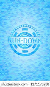 Run-down realistic sky blue mosaic emblem