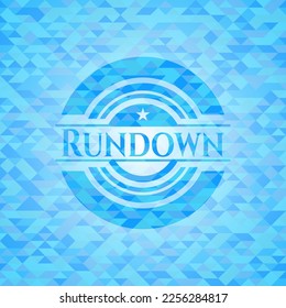 Rundown sky blue emblem. Mosaic background. 