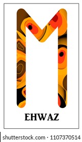 The rune Associated with the Horse Ehwaz, the ancient scandinavian rune of power. Vector illustration in african style, isolated on white background. EPS 10.