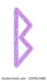 Rune Berkana. Ancient Scandinavian runes. Runes senior futarka. Magic, ceremonies, religious symbols. Predictions and amulets. Ornament lightning. White background