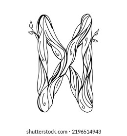 Rune Dagaz, Daeg. Wooden doodle style. A magical amulet of transformation, awakening, enlightenment. Elder Futhark. The alphabet is Nordic and northern. Viking letters. Magic tattoo.