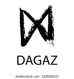 Rune Dagaz. Hand Drawn Wax Chalk Texture, Mystical, Esoteric, Occult, Magic Glyphs. For Game Interface.