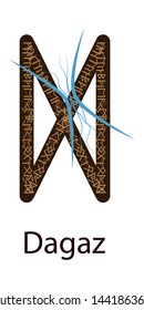 Rune Dagaz. Vertical projection. Scandinavian. Rune of the elements of Time, hours
