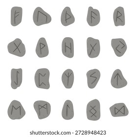 Rune divination set in scandinavian style featuring ancient symbols carved rocks used for ritual magic fortune telling pagan mythology spirituality
