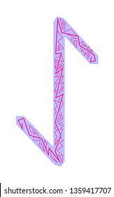 Rune Eihwaz. Ancient Scandinavian runes. Runes senior futarka. Magic, ceremonies, religious symbols. Predictions and amulets. Ornament lightning. White background