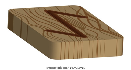 Rune Eihwaz. Horizontal projection. Scandinavian. Imitation burning wood. Wood Cut Texture