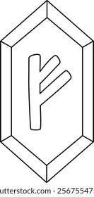 The rune of the elder futhark, a magical sign symbolizing prosperity and wealth - vector linear picture for coloring. The Fehu rune represents the sound in the Younger Futhark and Futhorc alphabets. 