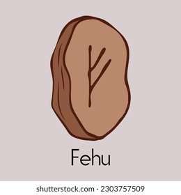 Rune Fehu. Ancient Scandinavian runes.Runes senior futarka.Magic, ceremonies, religious symbols.Predictions and amulets.