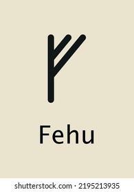 Rune Fehu. Complete collection of Rune alphabet, futhark. Writing ancient Germans. Vector Mystical symbols. 
Esoteric, occult, magic illustration for Tattoos.
