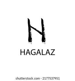 Rune Hagalaz. Hand Drawn Wax Chalk Texture, Mystical, Esoteric, Occult, Magic Glyphs. For Game Interface.