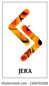 The rune of Harvest Jera, the ancient scandinavian rune of power. Vector illustration in african style, isolated on white background. EPS 10.