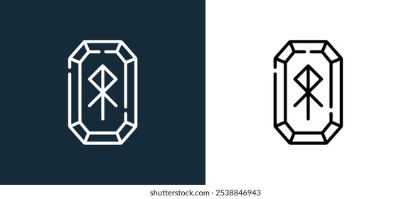 ícone rune isolado em cores brancas e pretas. rune outline ícone vetorial linear da coleção mágica para aplicativos móveis, web e ui.