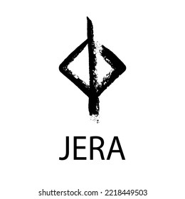 Rune Jera. Hand Drawn Wax Chalk Texture, Mystical, Esoteric, Occult, Magic Glyphs. For Game Interface.