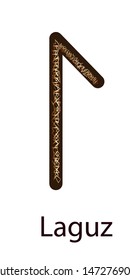 Rune Laguz. Vertical projection. Scandinavian. Elegant gold stamping on the surface, pattern