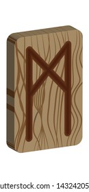 Rune Mannaz. Vertical projection. Scandinavian. Imitation burning wood. Wood Cut Texture
