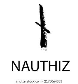 Rune Nauthiz. Hand Drawn Wax Chalk Texture, Mystical, Esoteric, Occult, Magic Glyphs. For Game Interface.
