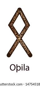 Rune Othilia. Vertical projection. Scandinavian. Elegant gold stamping on the surface, pattern