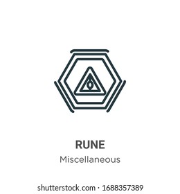 Rune outline vector icon. Thin line black rune icon, flat vector simple element illustration from editable miscellaneous concept isolated stroke on white background