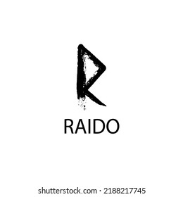 Rune Raido. Hand Drawn Wax Chalk Texture, Mystical, Esoteric, Occult, Magic Glyphs. For Game Interface.