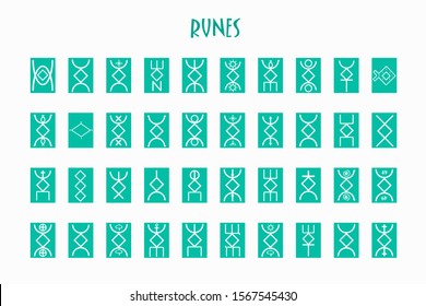 Rune round of letters, runes alphabet. Runic alphabet. Occult ancient symbols. Futhark. Vector illustration.