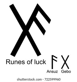 Rune Scandinavia luck ansuz gebo vector illustration