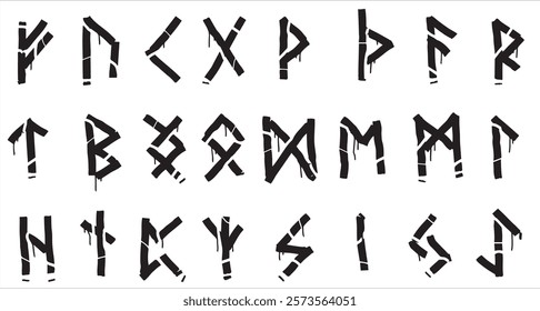 Rune sign, nordic medieval scandinavian alphabet. Magic futhark runic letter. Pagan occult germanic symbol