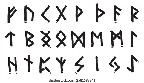 Rune sign, nordic medieval scandinavian alphabet. Pagan occult germanic symbol. Magic futhark runic letter