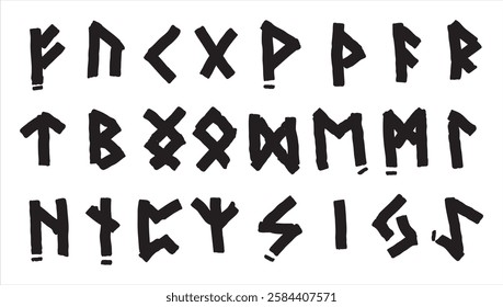 Rune sign, nordic medieval scandinavian alphabet. Pagan occult germanic symbol. Magic futhark runic letter