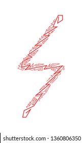 Rune sowulo. Ancient Scandinavian runes. Runes senior futarka. Magic, ceremonies, religious symbols. Predictions and amulets. White background and red ornament