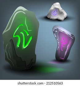Rune stone set. Vector illustration.