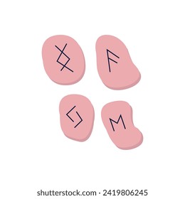 Rune stones are hand drawn. Cartoon esoteric element. Vector illustration