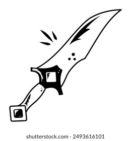 Icono de espada rúnica diseñado en estilo de contorno  
