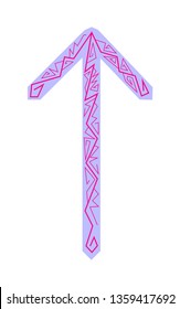 Rune Teiwaz. Ancient Scandinavian runes. Runes senior futarka. Magic, ceremonies, religious symbols. Predictions and amulets. Ornament lightning. White background
