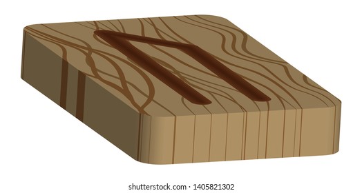 Rune Uruz. Horizontal projection. Scandinavian. Imitation burning wood. Wood Cut Texture