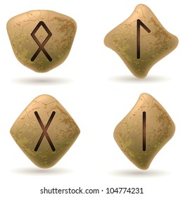 Runes Engraved on Stone. Set number three on white