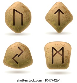 Runes Engraved on Stone. Set number four on white