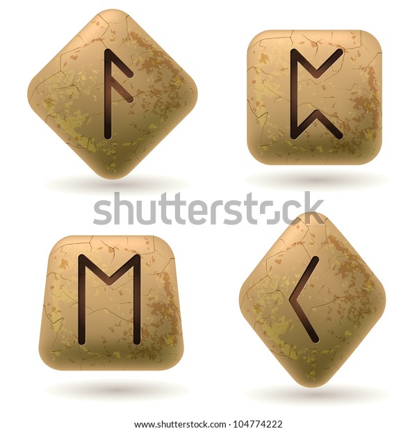 Runes Engraved On Stone Set Number Stock Vector (Royalty Free) 104774222