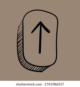 Runes. Futhark. Stone. Divination. Ancient occult and magic symbols. Scandinavian witchcraft. Runic alphabet meanings. Viking letters. Amulet. Hand drawn effect. Line art. Black icon. Vector EPS 10.