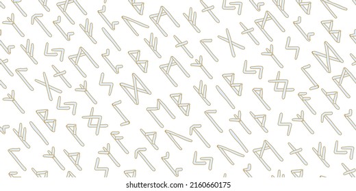 Runes placed diagonall seamless pattern. Runic alphabet, Futhark. Ancient norse occult symbols, writing ancient Germans, Scandinavians. Esoteric, magic. Fortune telling, predicting future. Vector
