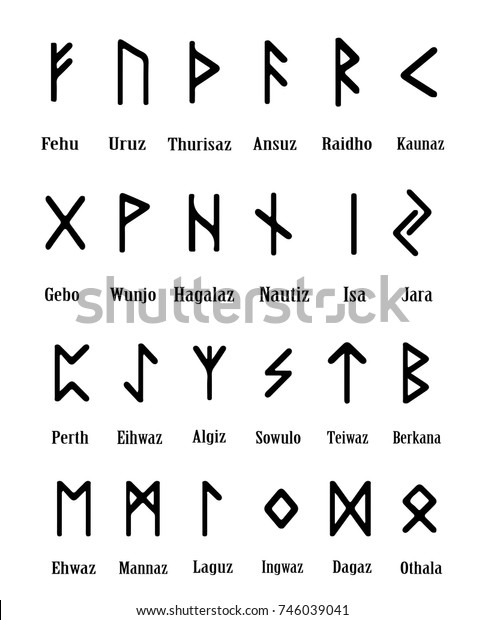 Runes Script Set Old Norse Scandinavian Stock Vector (Royalty Free ...