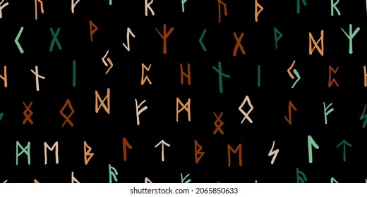 Runes, seamless pattern background. Ancient occult symbols